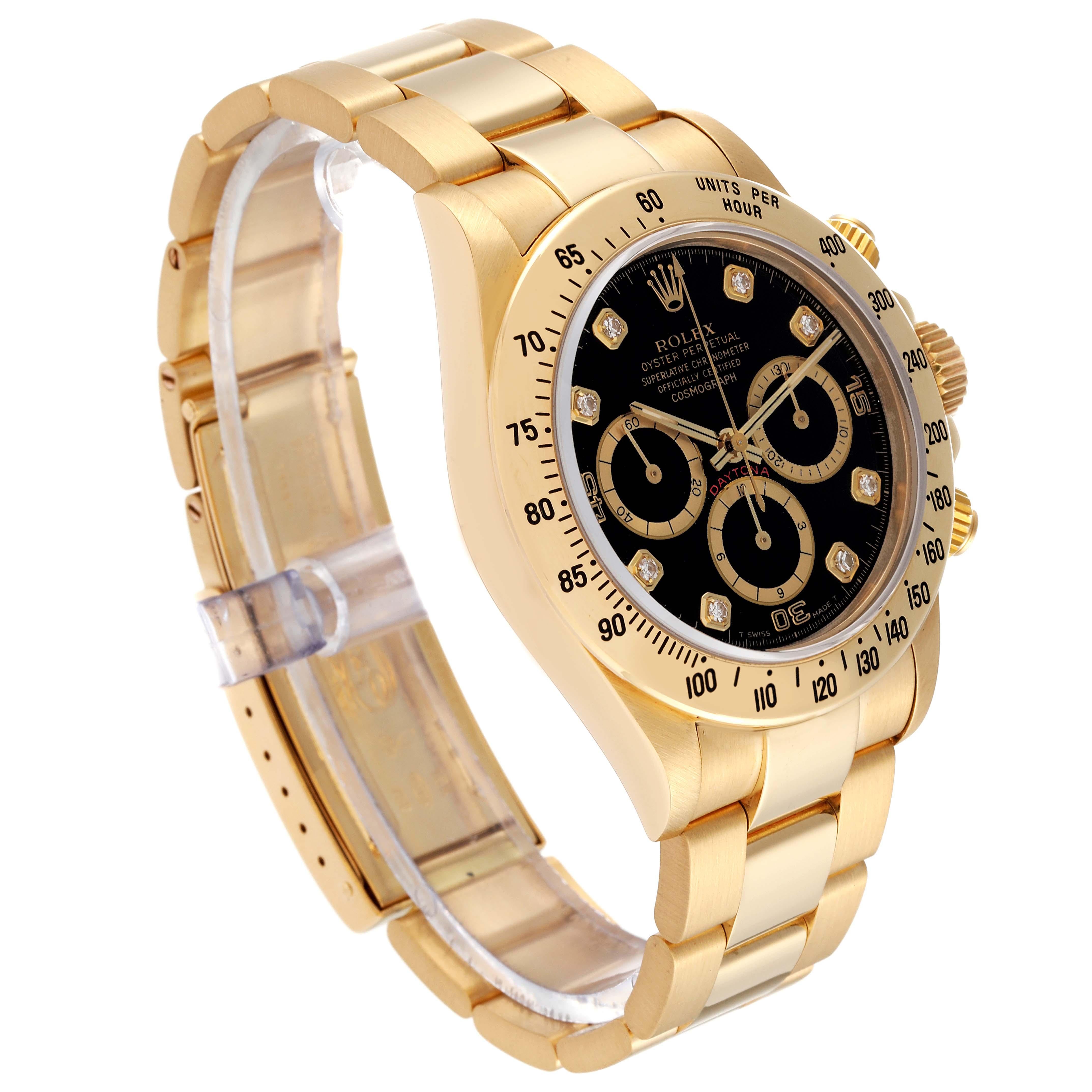 Rolex Daytona Yellow Gold Inverted 6 Diamond Dial Mens Watch 16528 For Sale 3