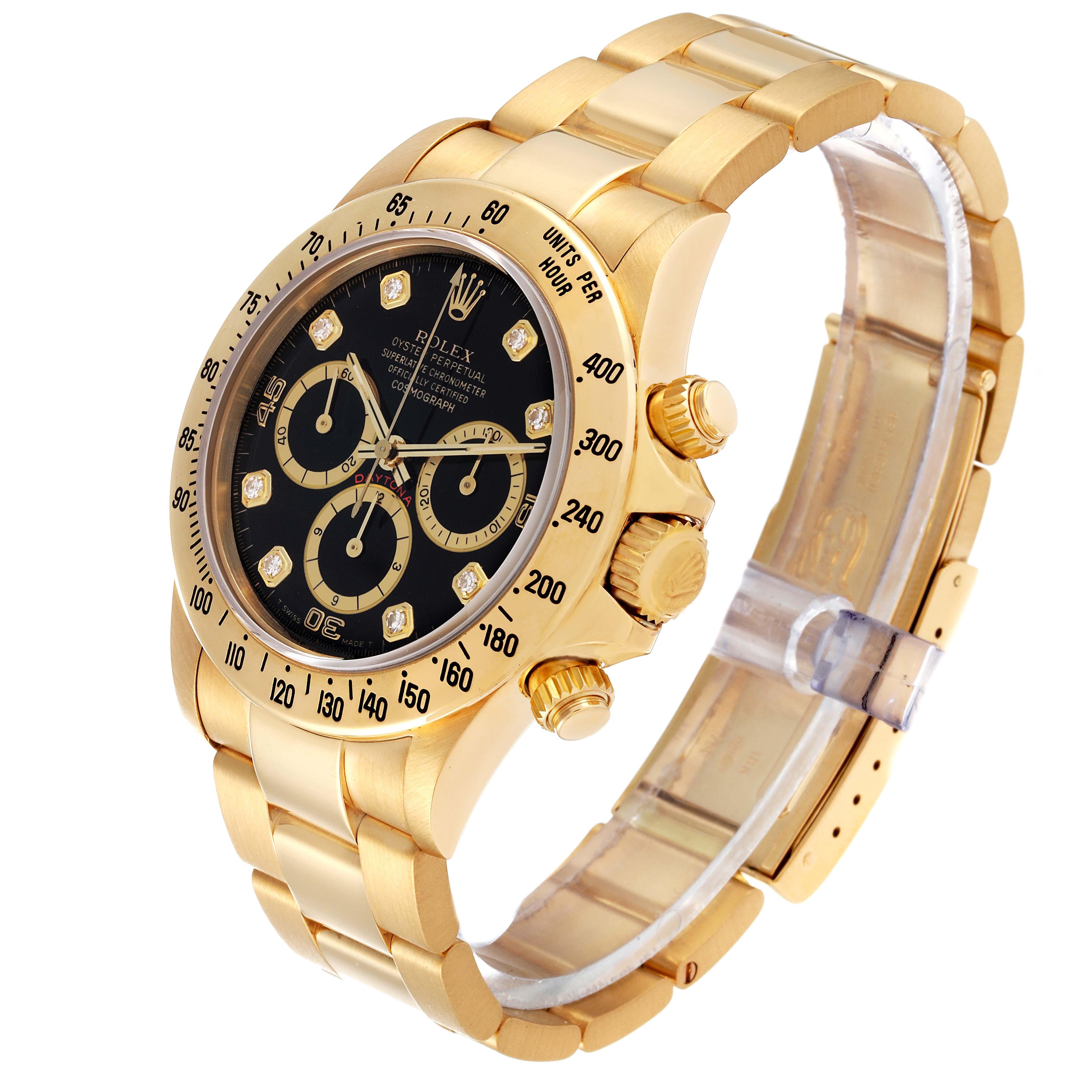 Rolex Daytona Yellow Gold Inverted 6 Diamond Dial Mens Watch 16528 For Sale 5