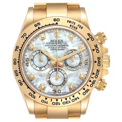 Rolex Daytona Yellow Gold MOP Diamond Dial Mens Watch 116508 Box Card