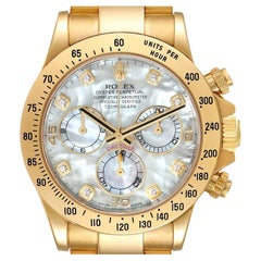 Rolex Daytona Oro Giallo MOP Quadrante Diamante Orologio Uomo 116528 Scheda Scatola