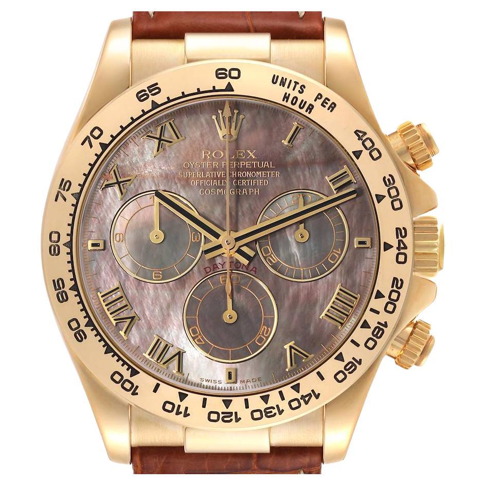 Rolex Daytona Yellow Gold Mother of Pearl Dial Mens Watch 116518 Box Papers For Sale