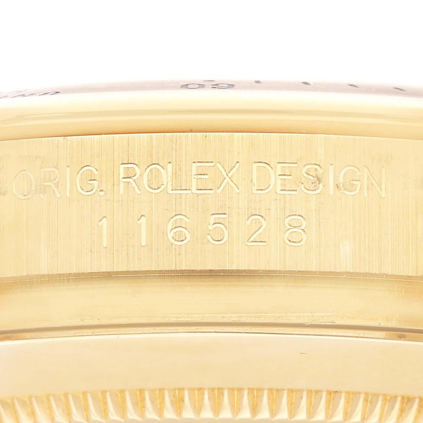 Rolex Daytona Gelbgold Perlmutt Zifferblatt Herrenuhr 116528 Box Papiere im Zustand „Hervorragend“ im Angebot in Atlanta, GA