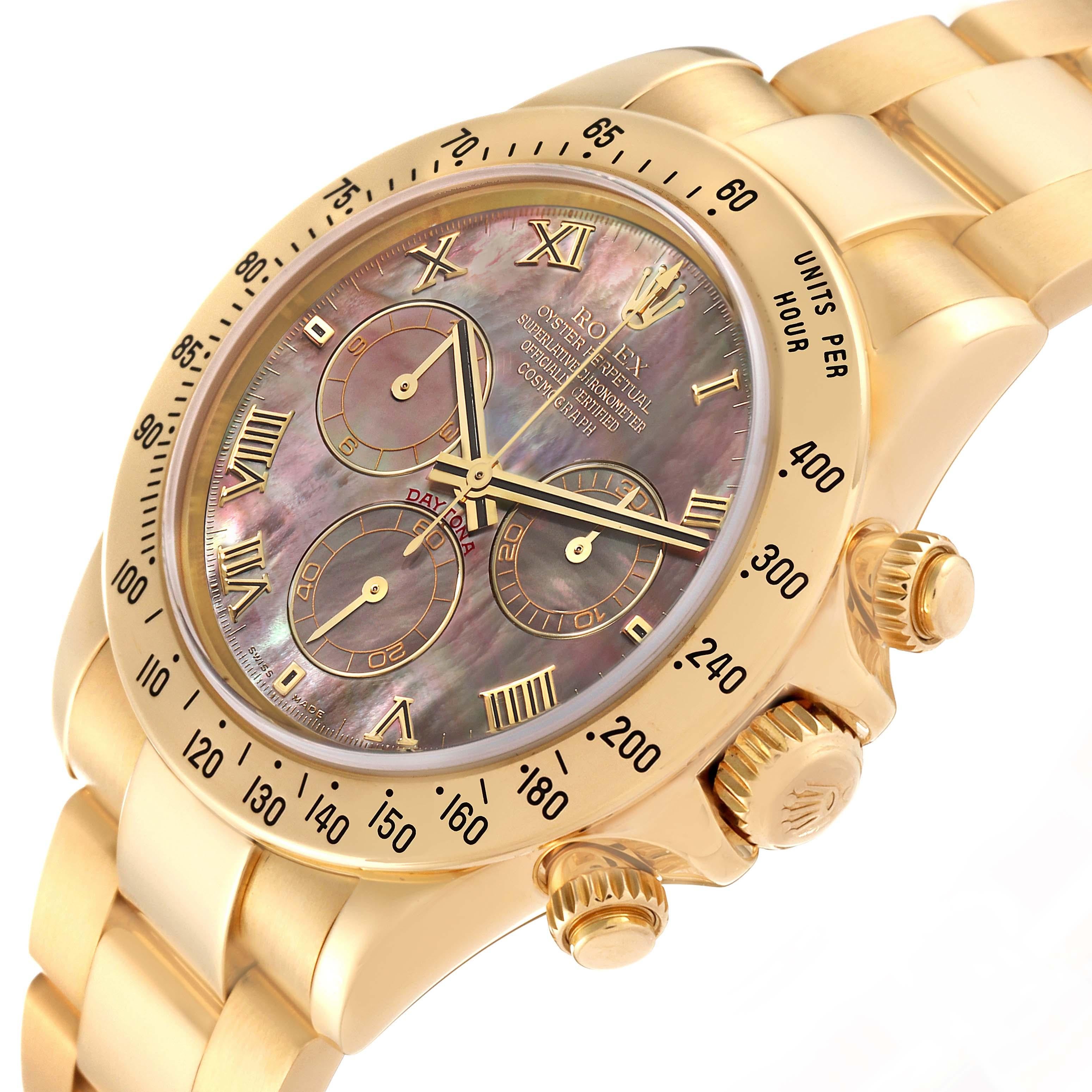 Men's Rolex Daytona Yellow Gold Mother of Pearl Dial Mens Watch 116528 Box Papers For Sale