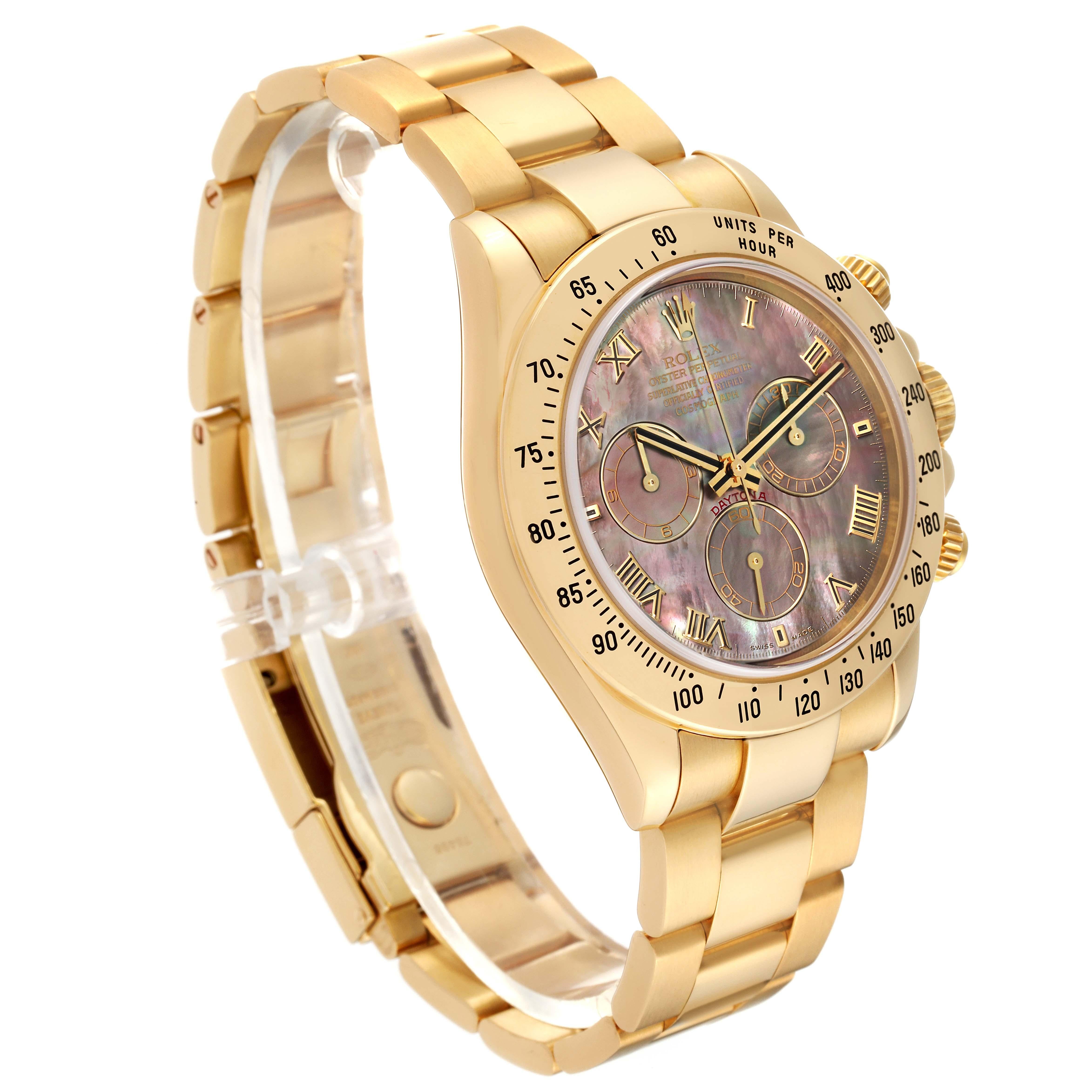 Rolex Daytona Yellow Gold Mother of Pearl Dial Mens Watch 116528 Box Papers For Sale 4