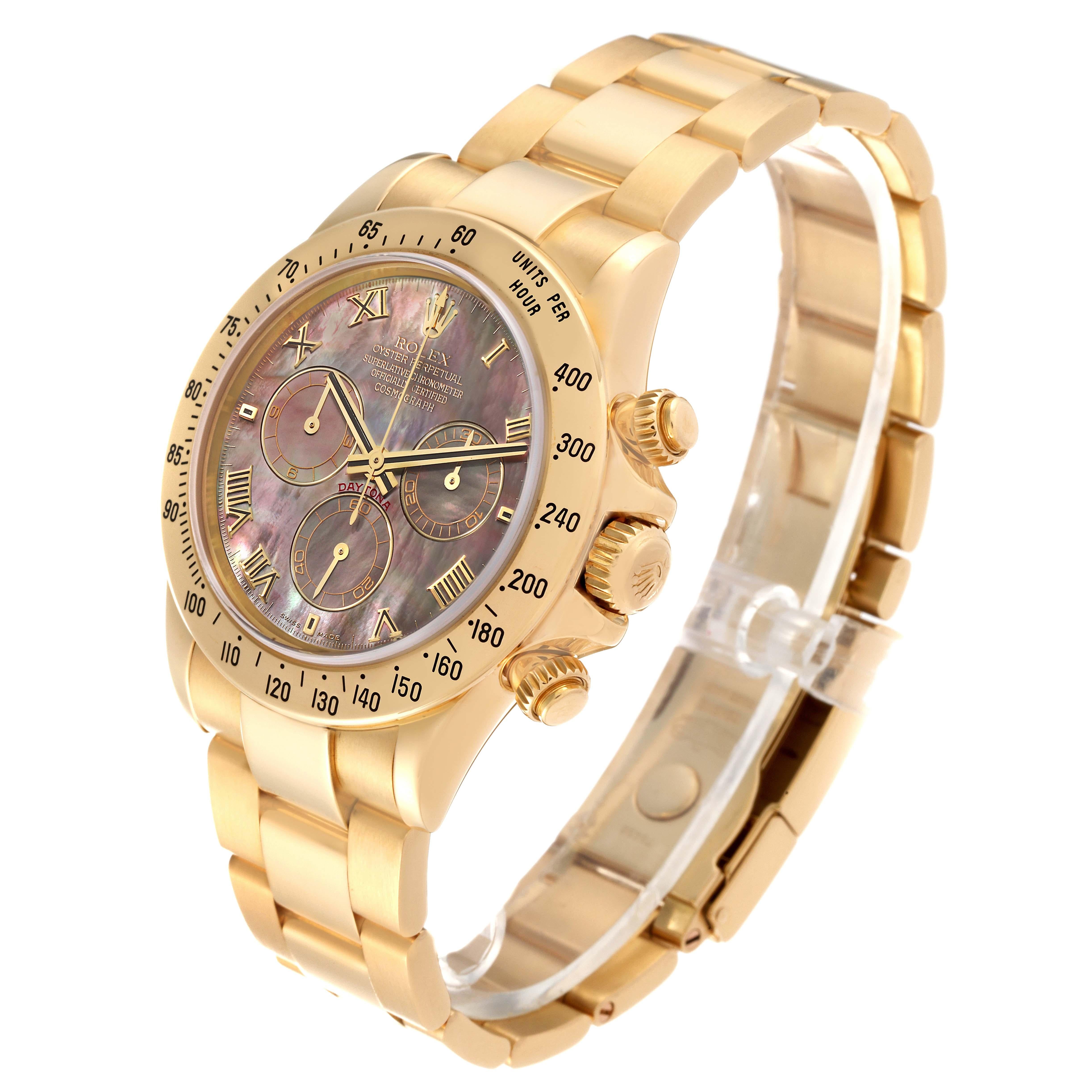 Rolex Daytona Yellow Gold Mother of Pearl Dial Mens Watch 116528 Box Papers For Sale 5
