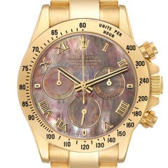 Rolex Daytona Yellow Gold Mother of Pearl Dial Mens Watch 116528 Box Papers