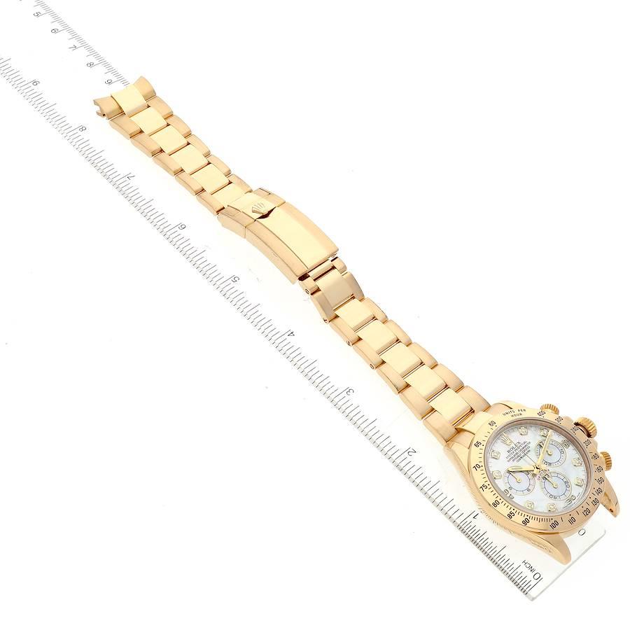 Rolex Daytona Gelbgold Perlmutt-Diamant-Zifferblatt Herrenuhr 116528 im Angebot 7