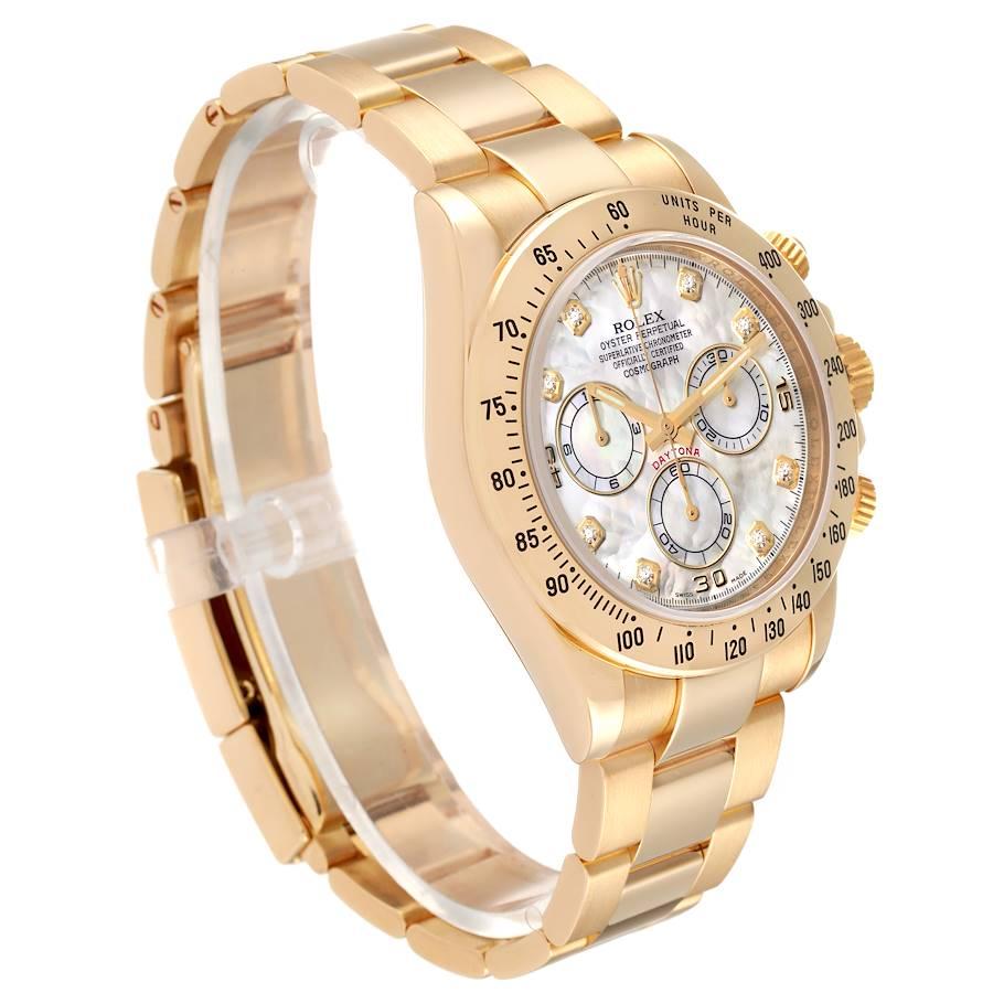 Rolex Daytona Gelbgold Perlmutt-Diamant-Zifferblatt Herrenuhr 116528 im Zustand „Hervorragend“ im Angebot in Atlanta, GA