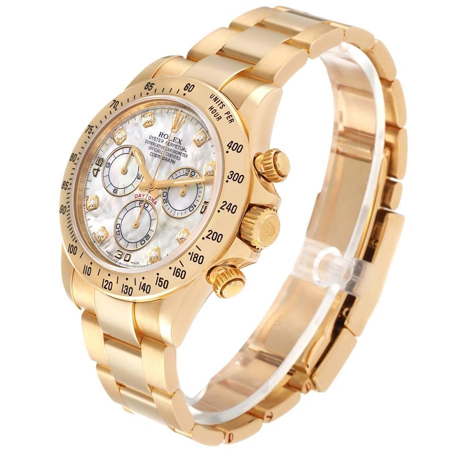Rolex Daytona Gelbgold Perlmutt-Diamant-Zifferblatt Herrenuhr 116528 im Angebot 1