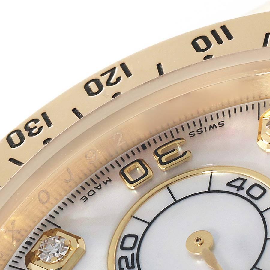 Rolex Daytona Yellow Gold Mother of Pearl Diamond Dial Mens Watch 116528 In Excellent Condition For Sale In Atlanta, GA