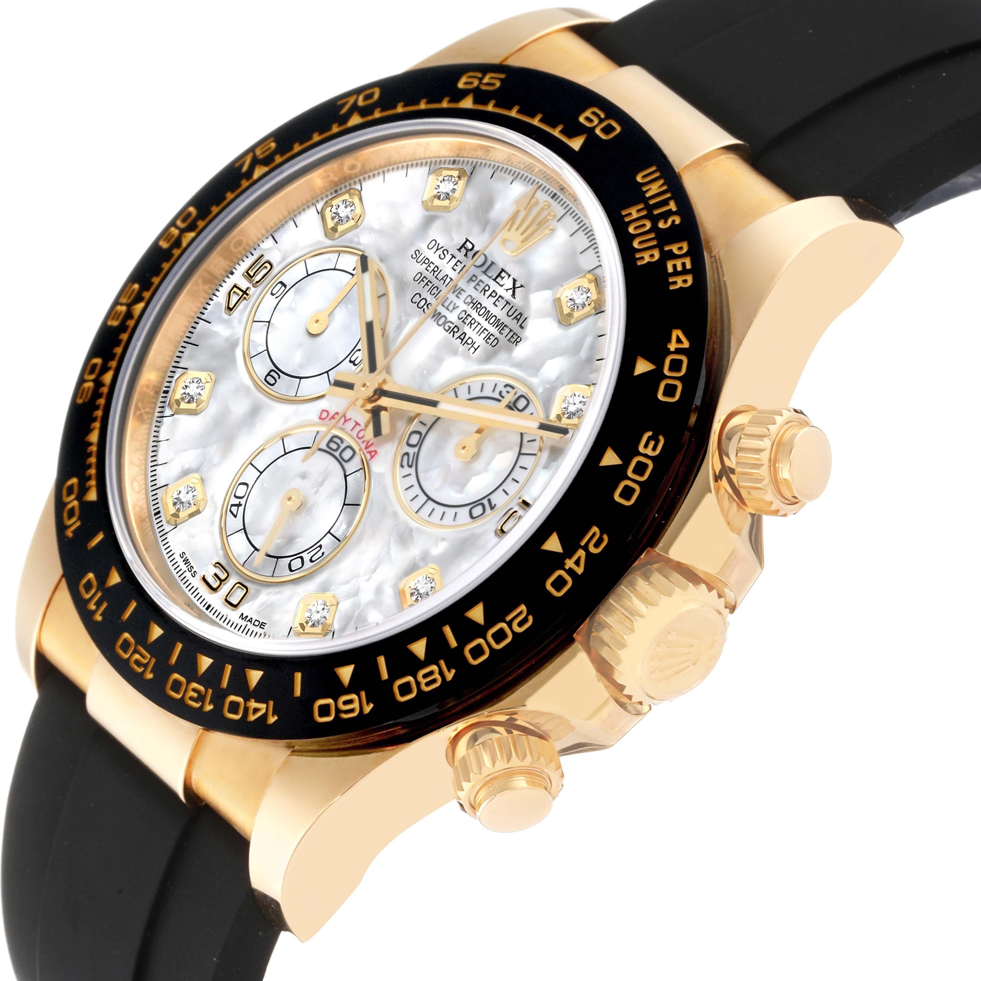 Rolex Daytona Yellow Gold Mother Of Pearl Diamond Dial Mens Watch For Sale 6