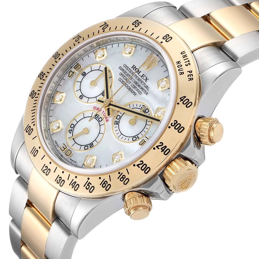 Rolex Daytona Yellow Gold Steel MOP Diamond Mens Watch 116523 For Sale 1