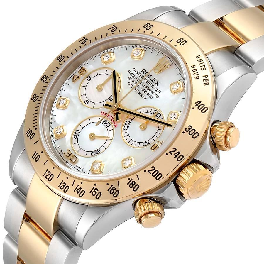 Rolex Daytona Yellow Gold Steel MOP Diamond Watch 116523 Box 1