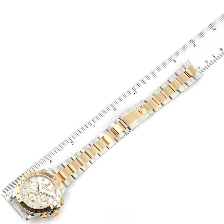 Rolex Daytona Yellow Gold Steel MOP Diamond Watch 116523 Box 5
