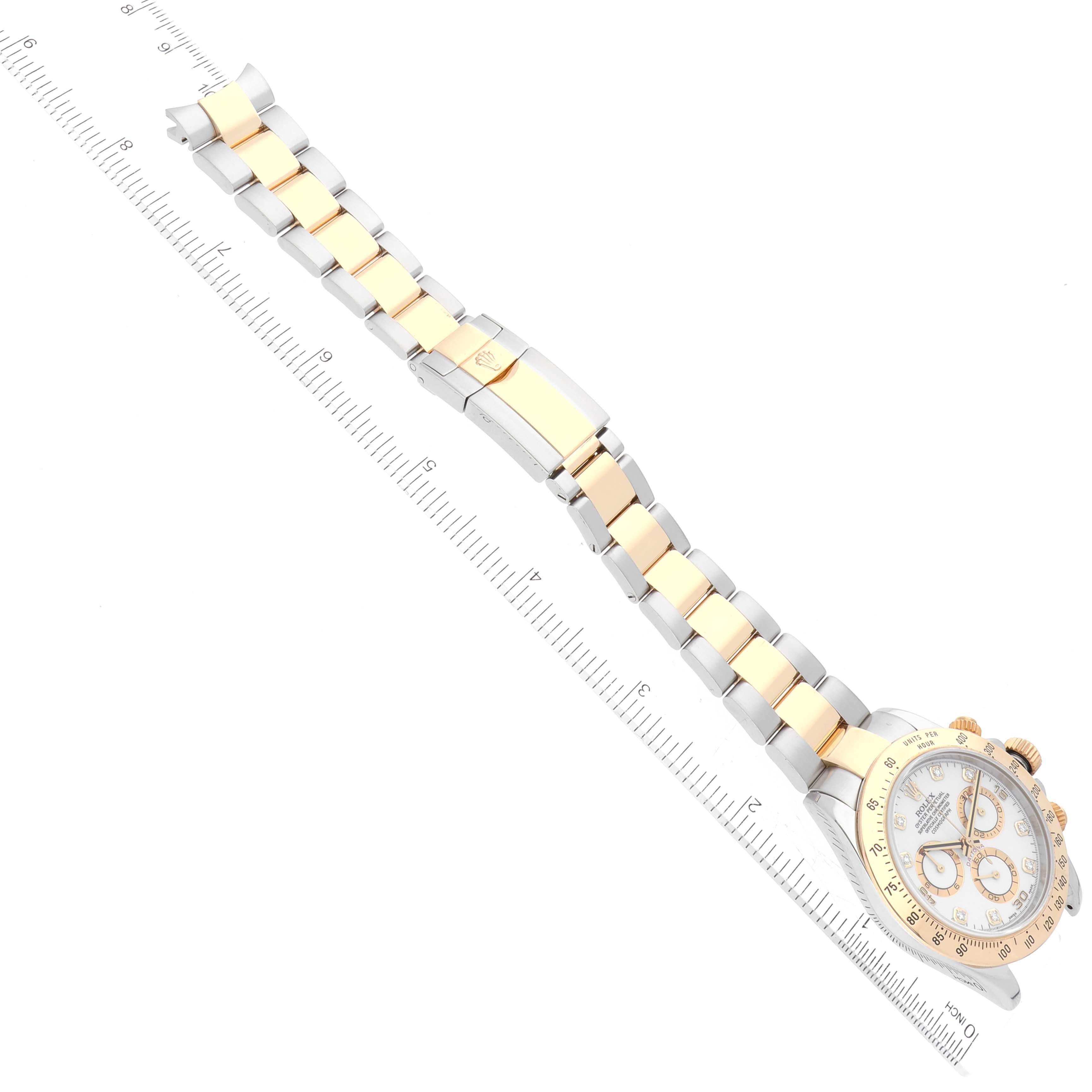 Rolex Daytona Oro Giallo Acciaio Quadrante Bianco Diamante Orologio Uomo 116523 5