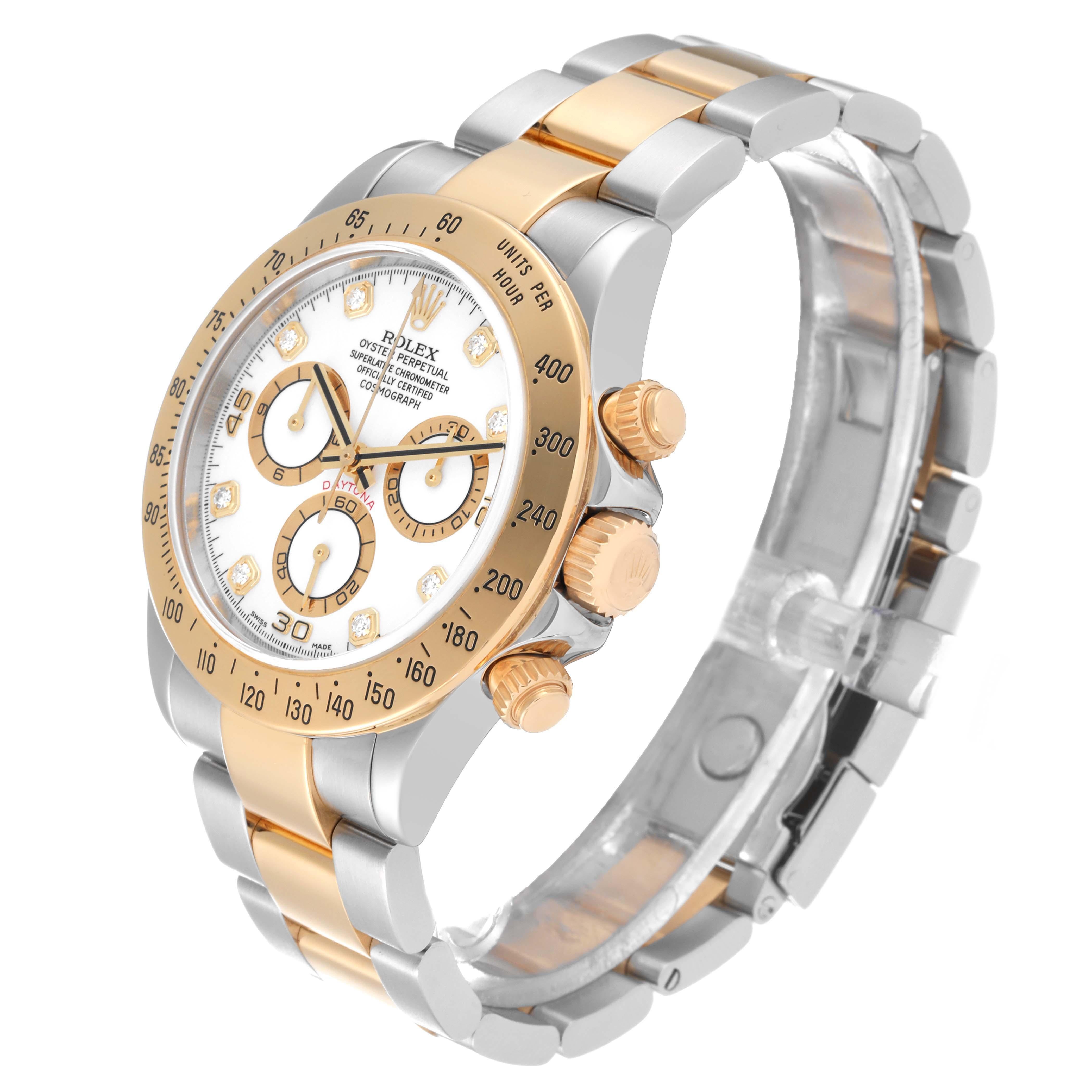 Rolex Daytona Oro Giallo Acciaio Quadrante Bianco Diamante Orologio Uomo 116523 1
