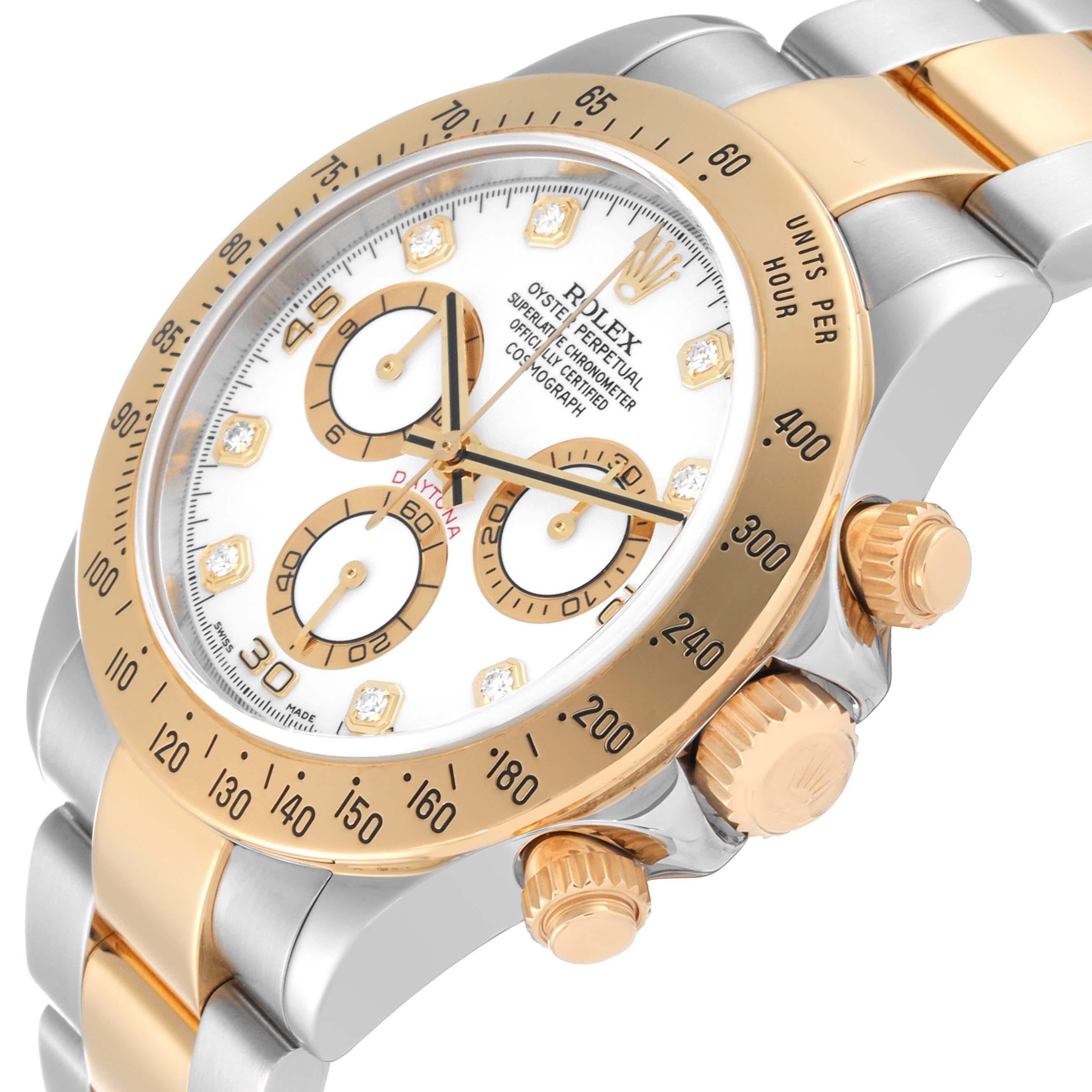 Rolex Daytona Oro Giallo Acciaio Quadrante Bianco Diamante Orologio Uomo 116523 2