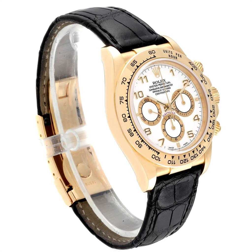 Men's Rolex Daytona Yellow Gold White Dial Black Strap Men’s Watch 16518