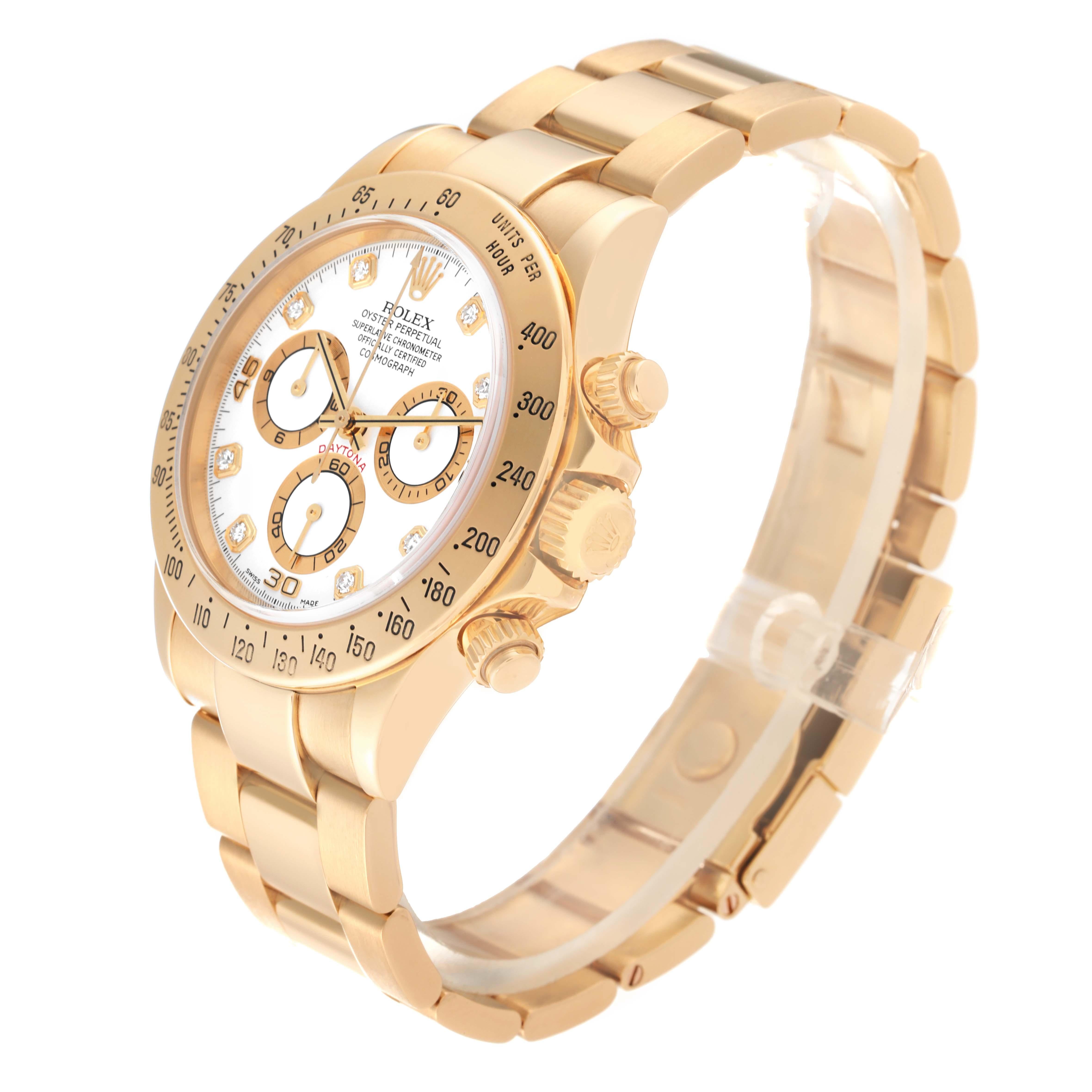 Rolex Daytona Yellow Gold White Diamond Dial Mens Watch 116528 Box Papers For Sale 6
