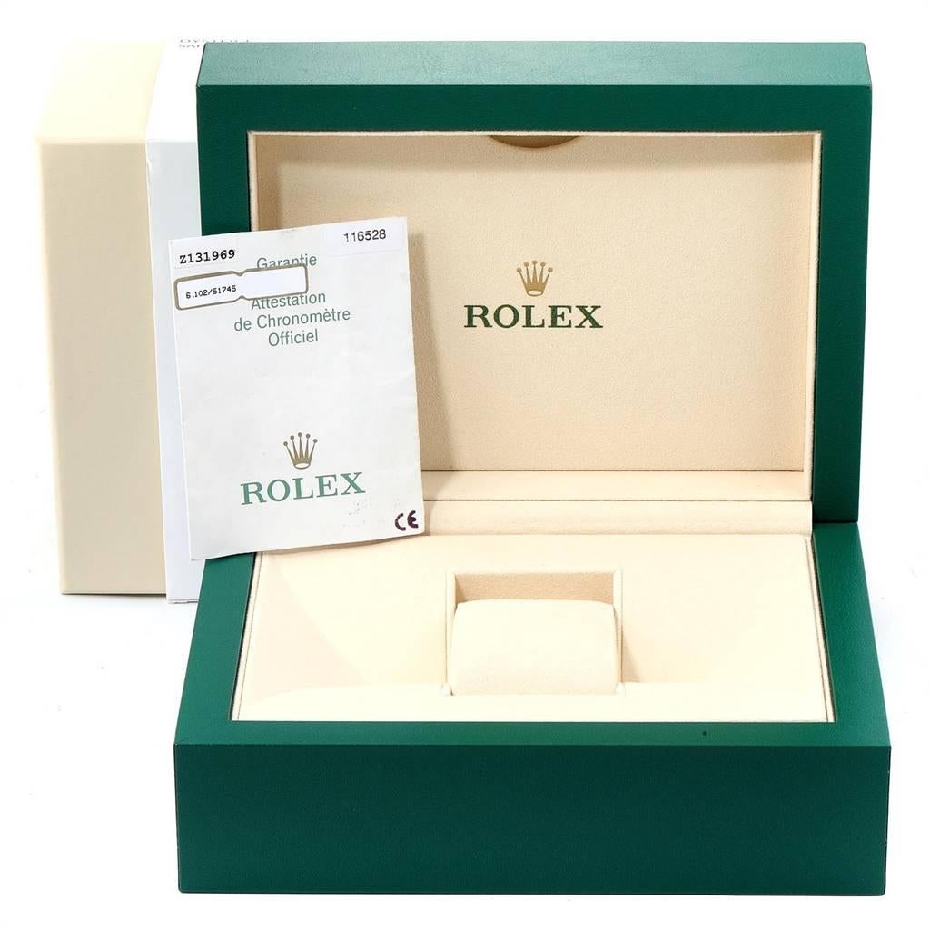 Rolex Daytona Yellow Gold White Diamond Dial Men's Watch 116528 Box Papers 7