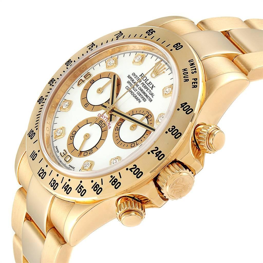 Rolex Daytona Yellow Gold White Diamond Dial Men's Watch 116528 Box Papers In Excellent Condition In Atlanta, GA