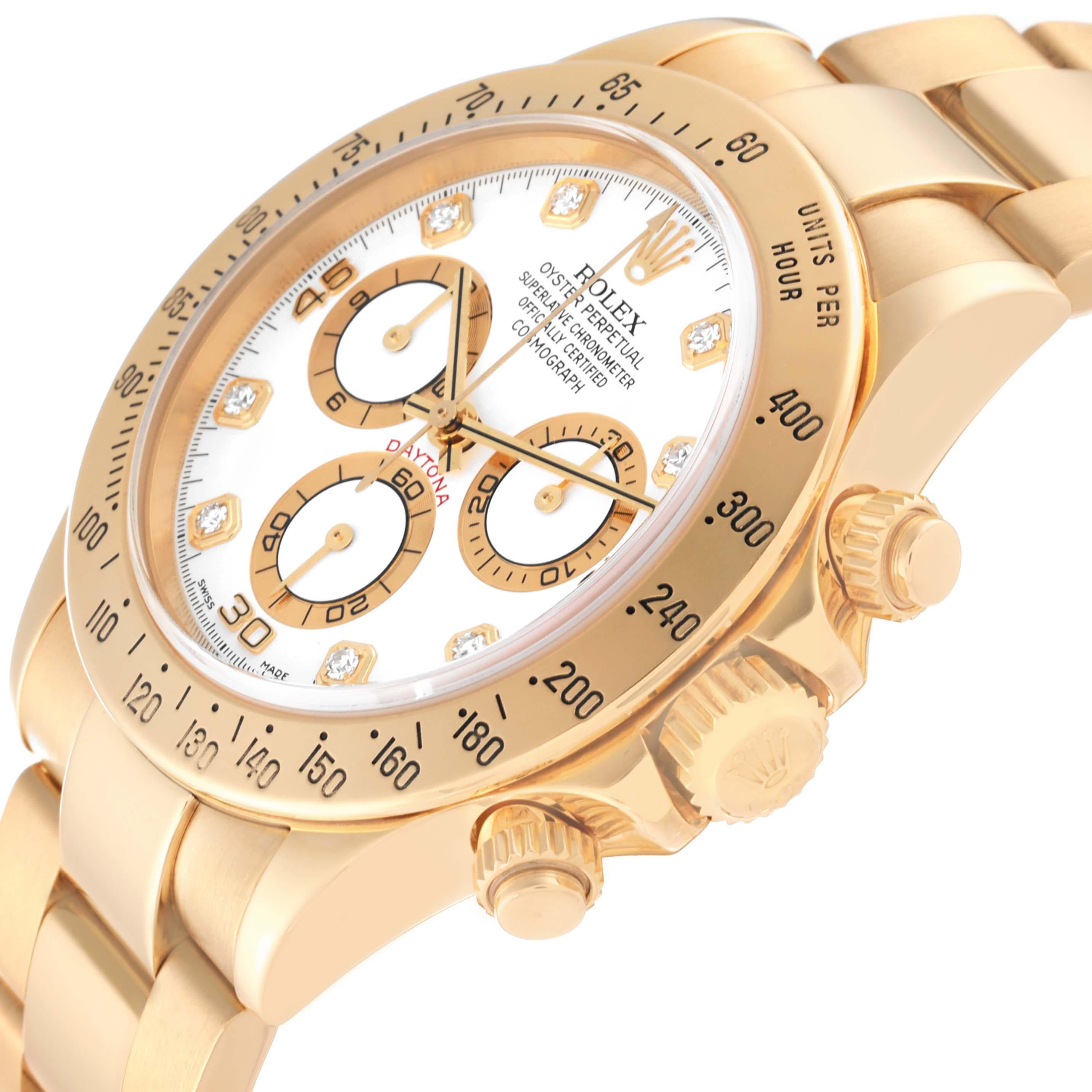 Rolex Daytona Yellow Gold White Diamond Dial Mens Watch 116528 Box Papers For Sale 2