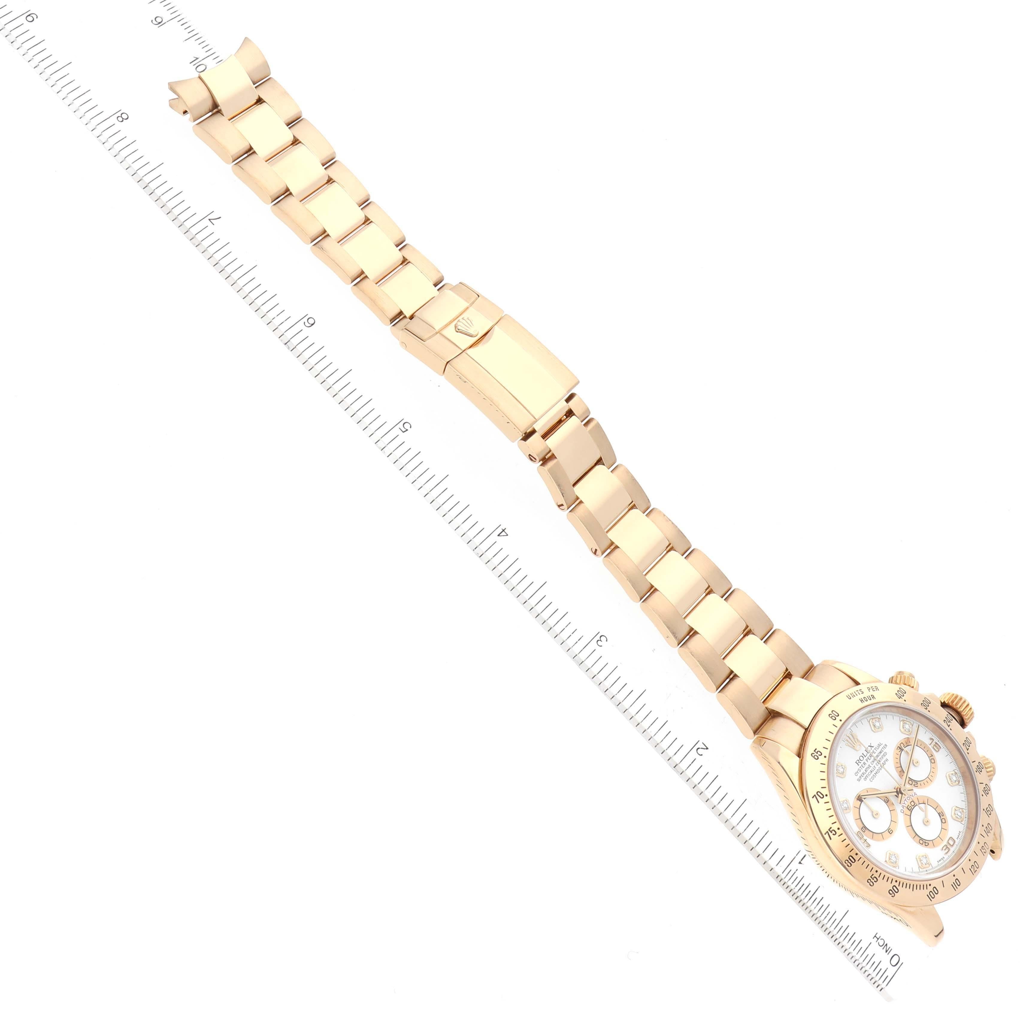 Rolex Daytona Yellow Gold White Diamond Dial Mens Watch 116528 Box Papers For Sale 3