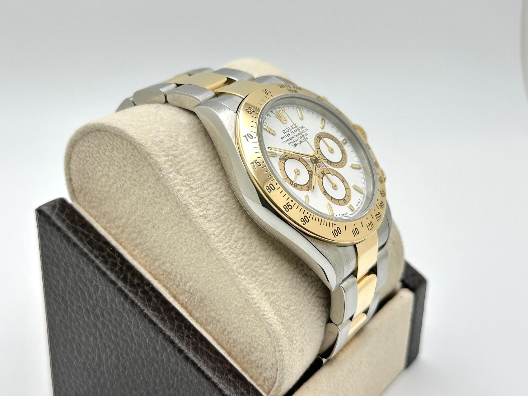De los hombres Rolex Daytona Zenith 16523 Esfera Blanca Oro Amarillo 18K Caja Acero Inoxidable Papel en venta