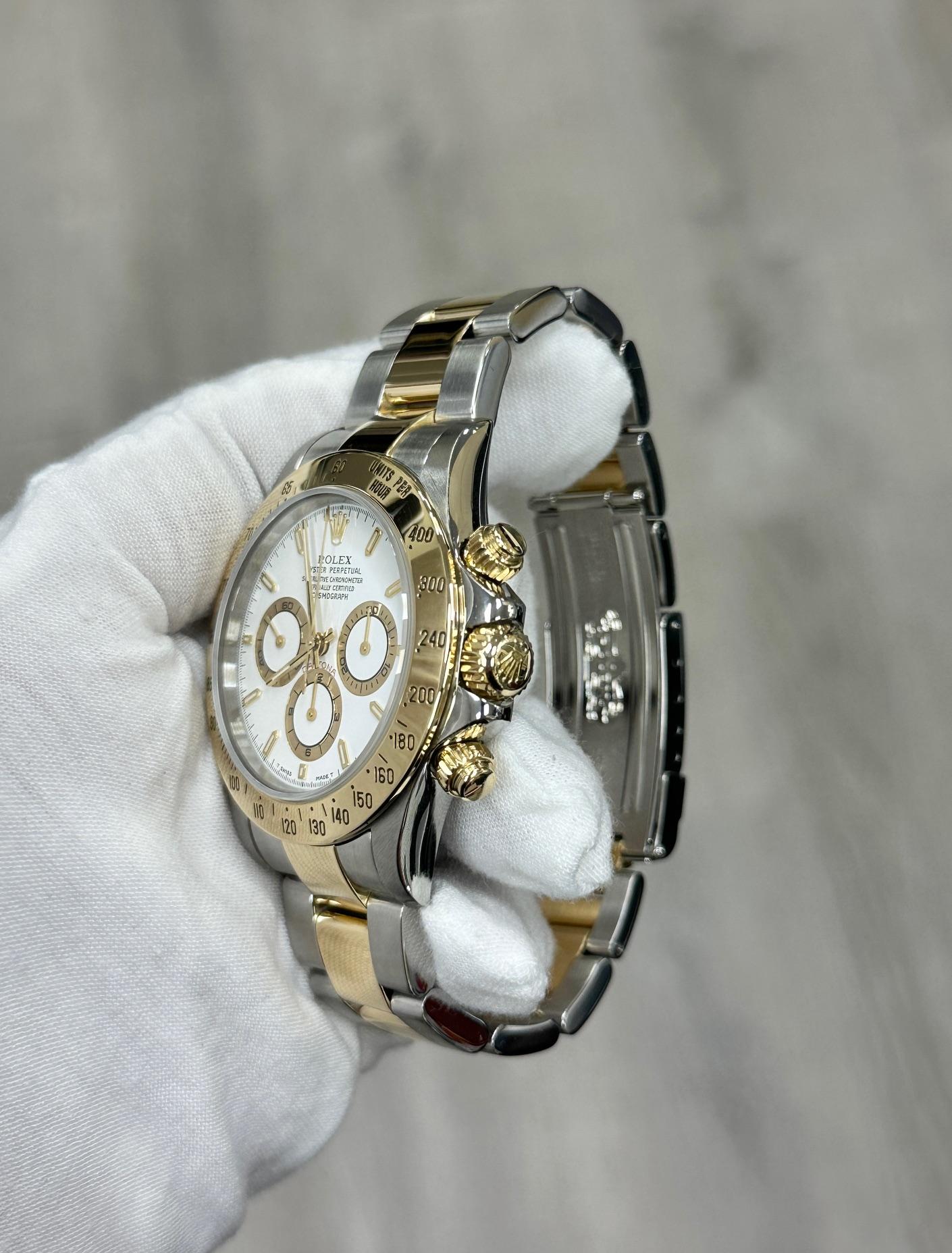 Rolex Daytona Zenith 16523 Esfera Blanca Oro Amarillo 18K Caja Acero Inoxidable Papel en venta 3