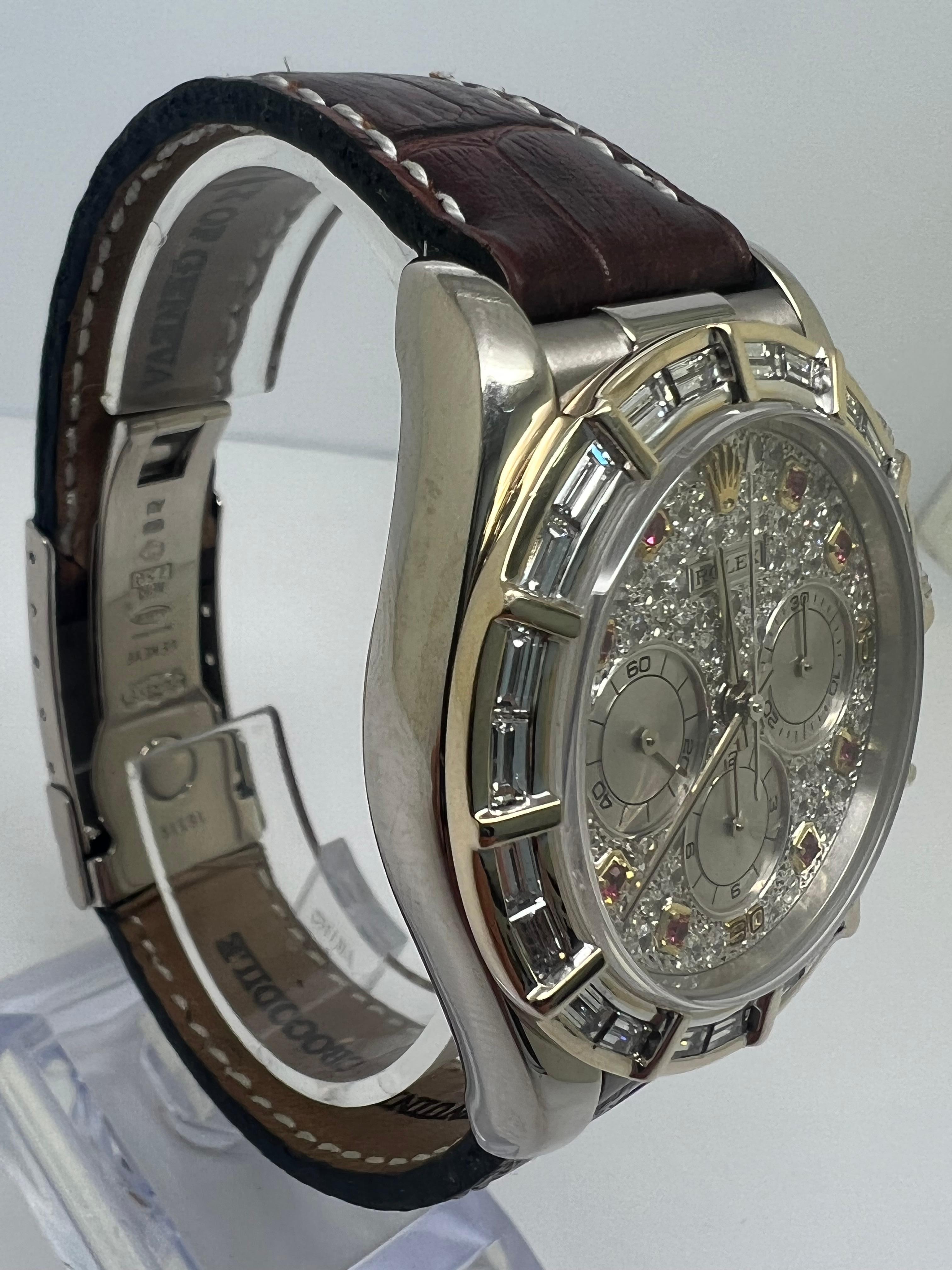 Rolex Daytona Zenith Uhr aus 18 Karat Weigold mit Diamanten im Zustand „Hervorragend“ im Angebot in New York, NY
