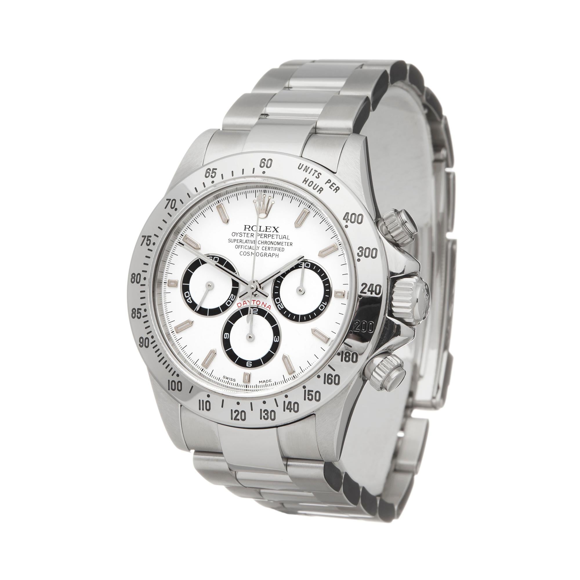 Reference: W6061
Manufacturer: Rolex
Model: Daytona
Model Reference: 16520
Age: 1st December 1999
Gender: Men's
Box and Papers: Box, Guarantee & Swing Tags
Dial: White Baton
Glass: Sapphire Crystal
Movement: Automatic
Water Resistance: To