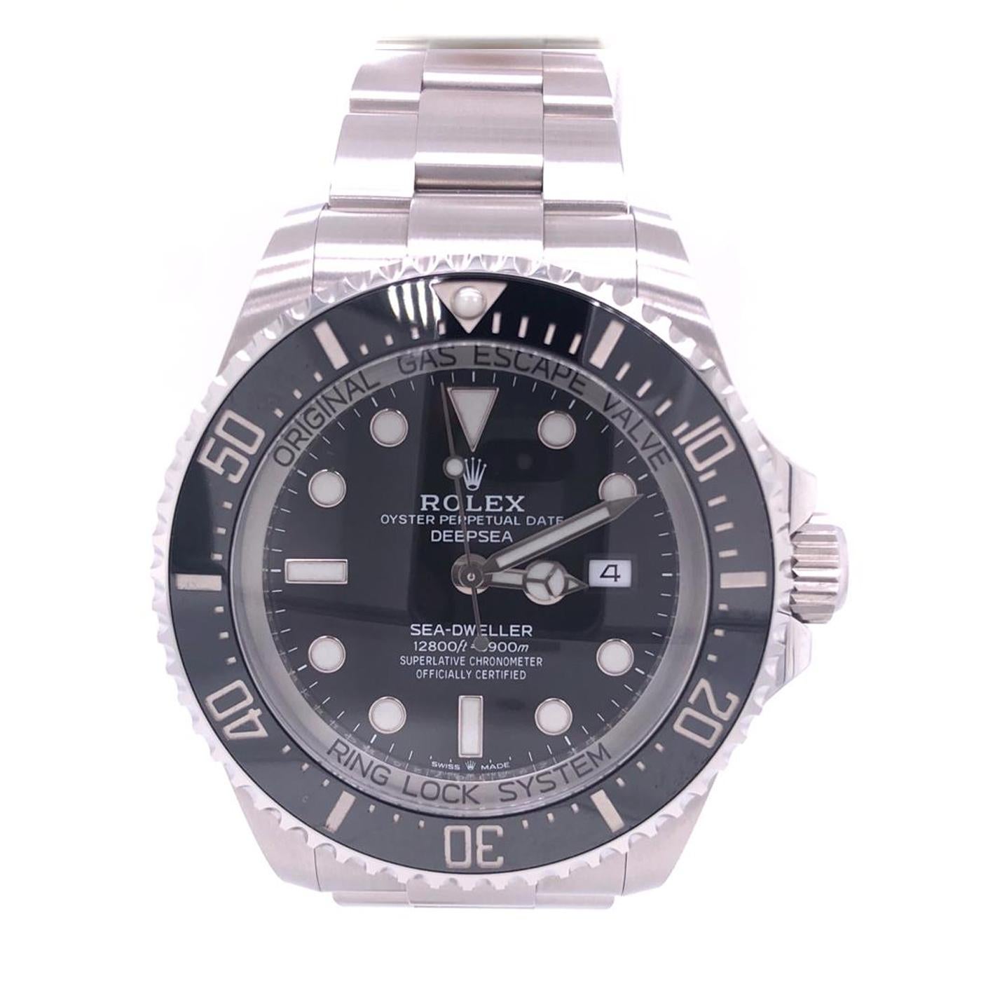 Rolex Deepsea Sea-Dweller Oyster Perpetual 44 Black Dial Steel Mens Watch 126660 In Good Condition In Aventura, FL