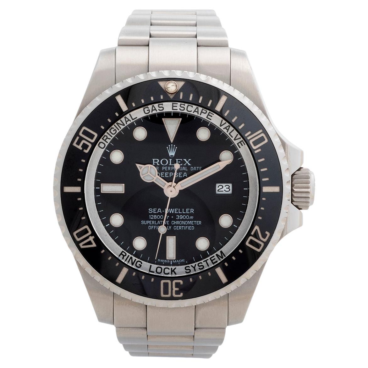 Our Rolex Deepsea Seadweller , reference 116660 , with 44mm stainless steel case and stainless steel bracelet is presented in excellent condition with only light signs of use from new, of note to the clasp. Our Rolex Deep Sea comes with inner and