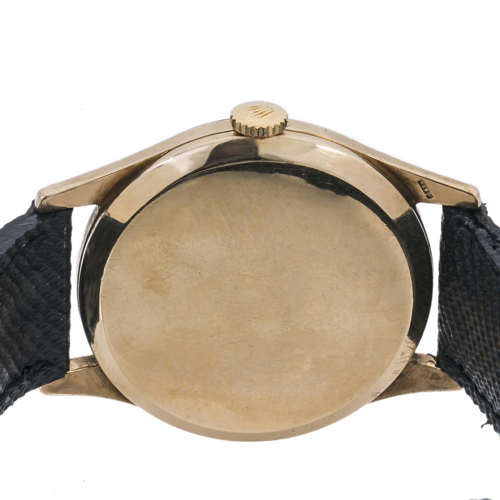 Rolex Dennison 12868 Men's Hand Wind Watch Black Dial 9K YG In Good Condition For Sale In Miami, FL