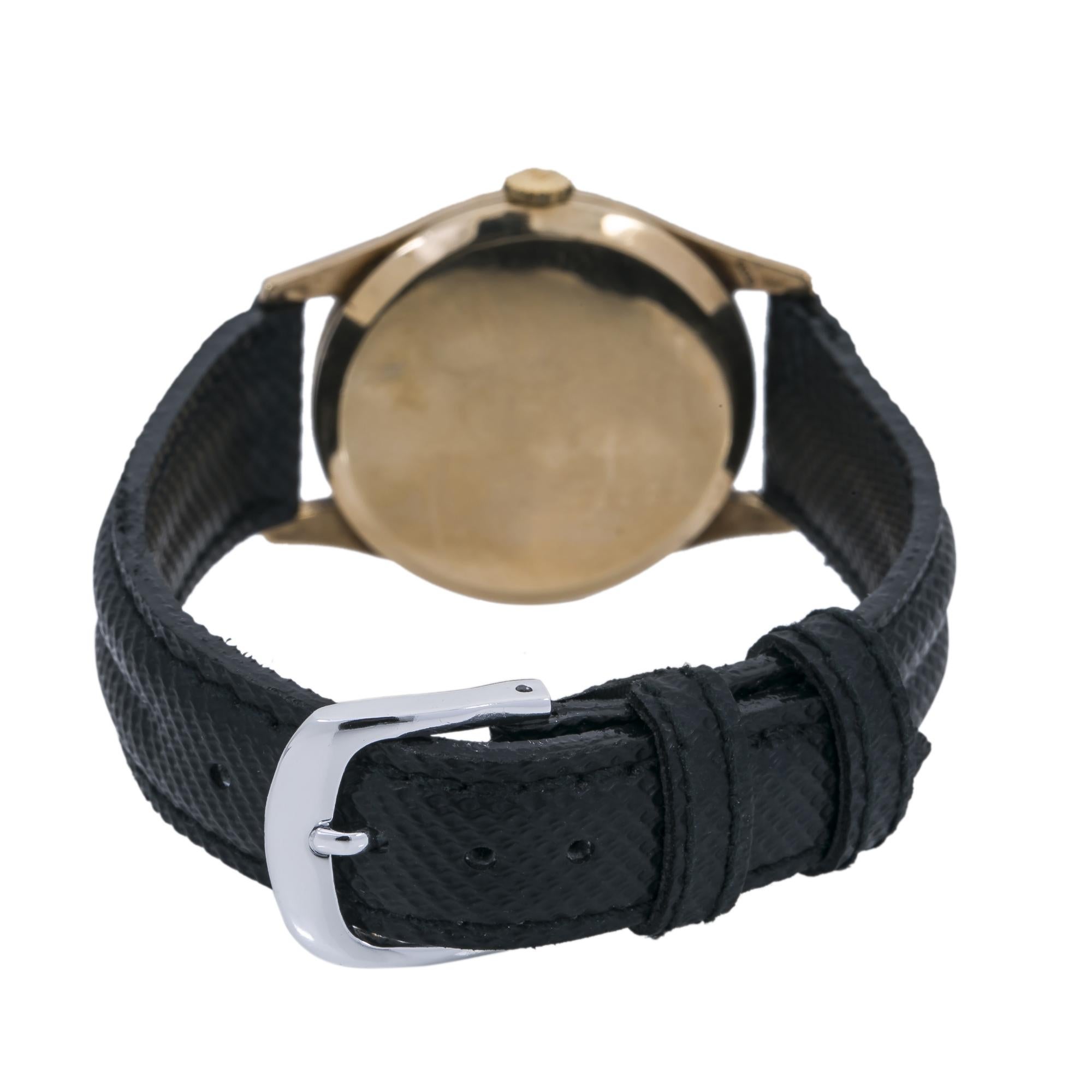 Rolex Dennison 12868 Men's Hand Wind Watch Black Dial 9K YG For Sale 1