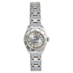Retro Rolex Diamond 18k White Gold Datejust Pearlmaster 80319 Women's Wristwatch 29 mm