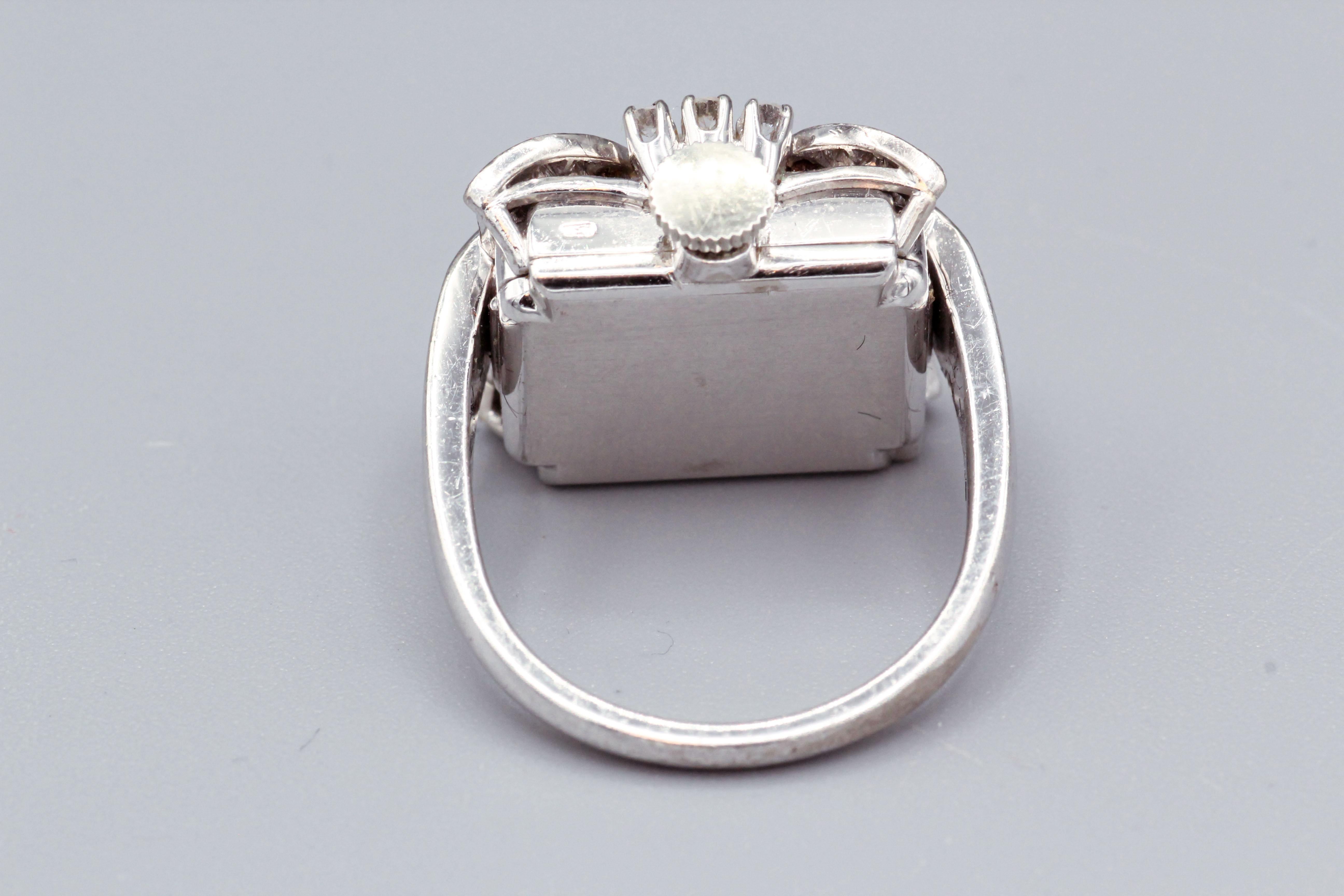 Brilliant Cut Rolex Diamond 18k White Gold Watch Ring