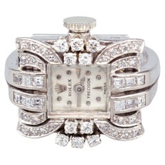 Rolex Diamond 18k White Gold Watch Ring