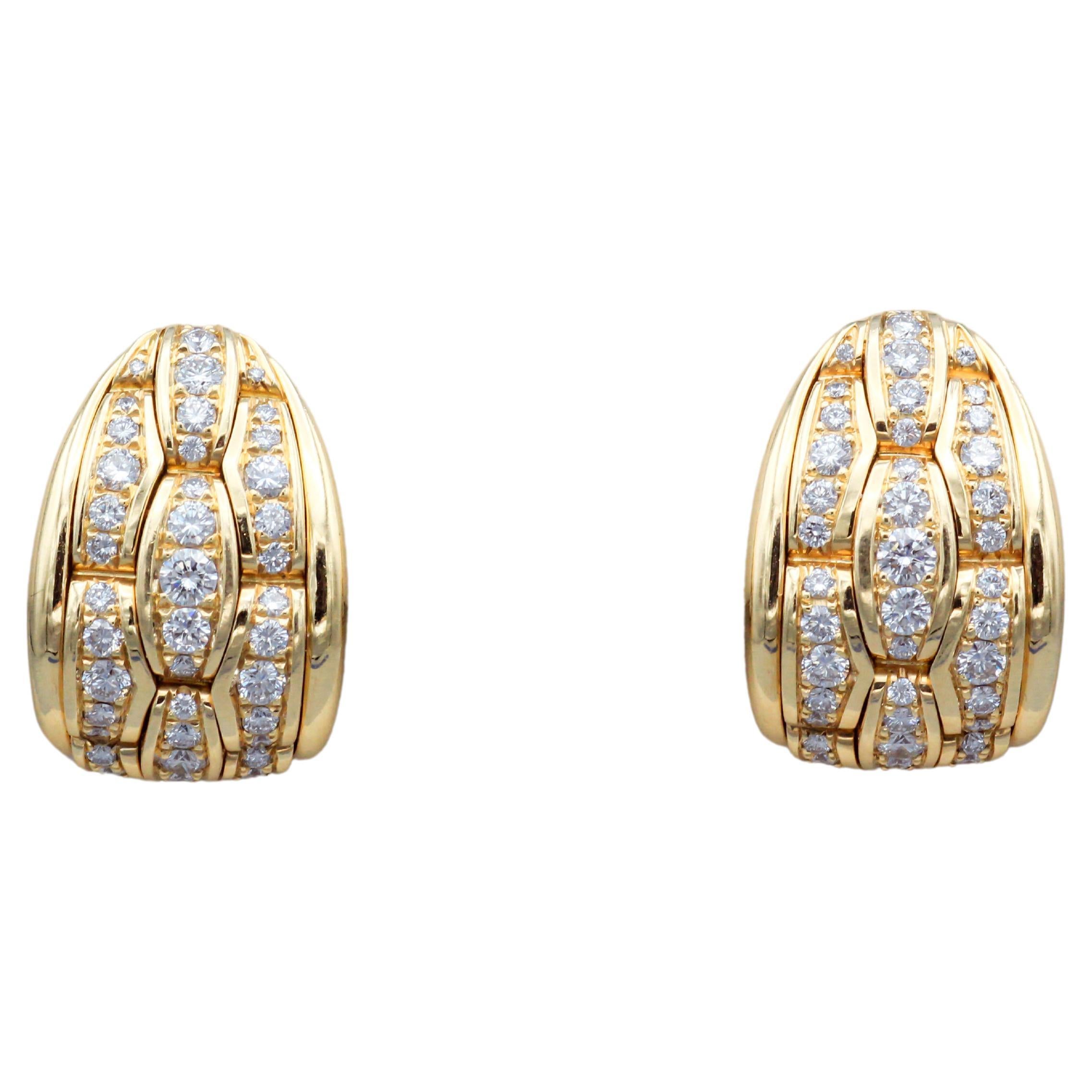 Rolex Diamond 18k Yellow Gold Huggie Earrings at 1stDibs