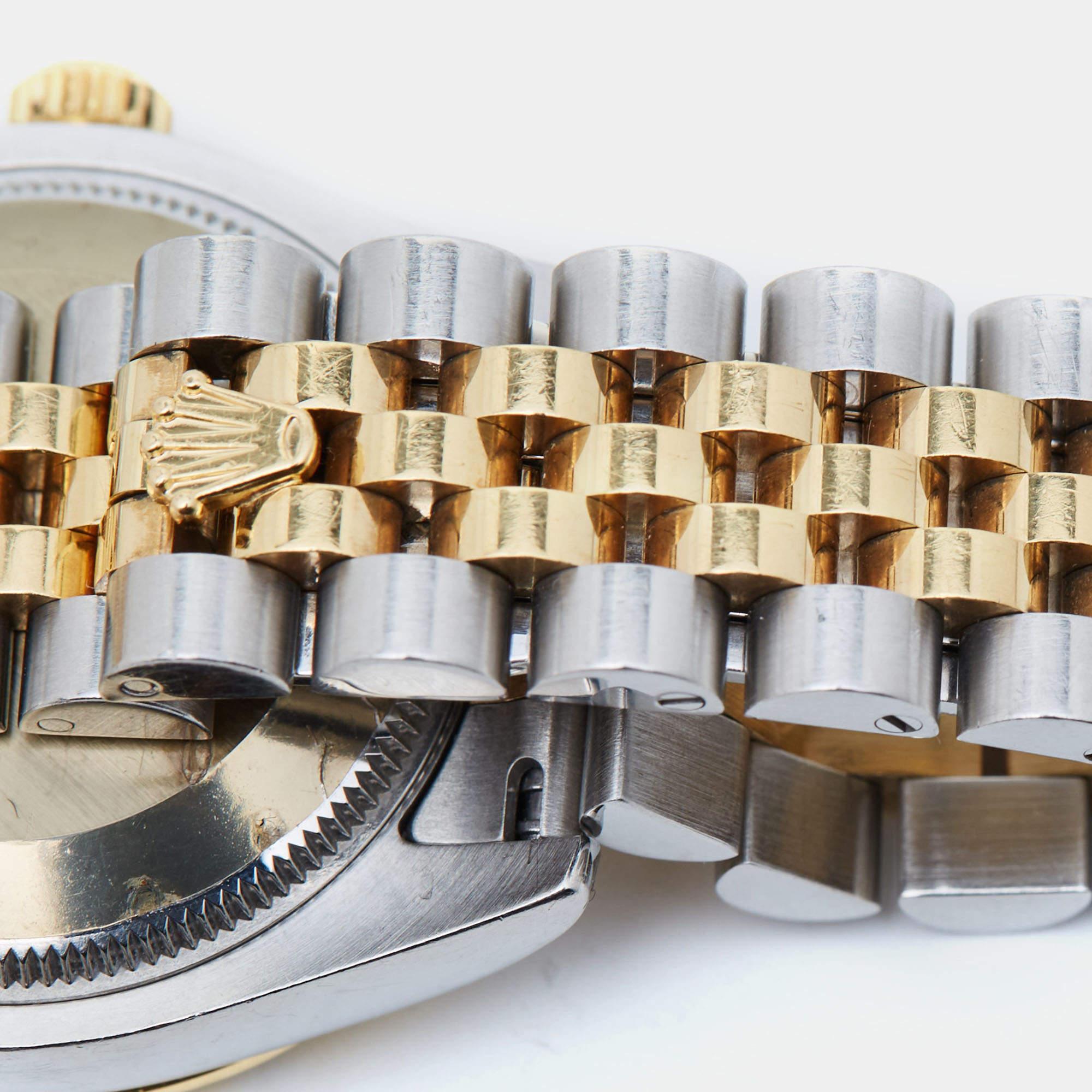 Contemporary Rolex Diamond 18K Yellow Gold Stainless Steel Datejust Women's Wristwatch 31 mm