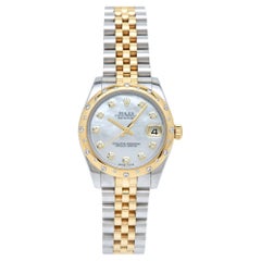Rolex Montre-bracelet Datejust pour femme 31 mm en or jaune 18 carats et acier inoxydable avec diamants