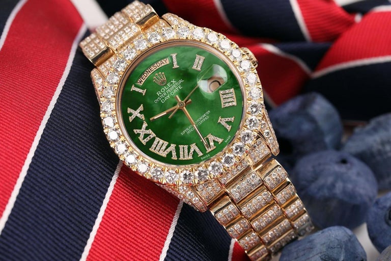 Rolex Diamant-Tagesdatum-Uhr mit grünem Perlen-Zifferblatt und römischen  Ziffern im Angebot bei 1stDibs | rolex mit grünem zifferblatt, rolex damen  grünes zifferblatt, rolex day date silber grün