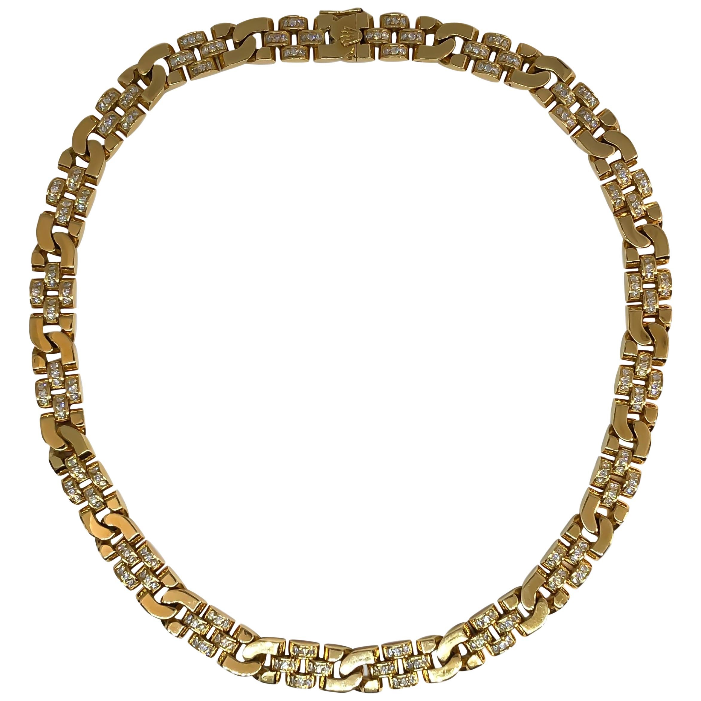 Rolex Diamond Link Collar Necklace 18 Karat Yellow Gold 5 Carat