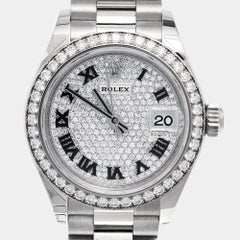 Rolex Diamant Pave 18K Weißgold Datejust Präsident Damenarmbanduhr 28