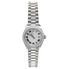 Vintage Rolex Diamond Pave 18K White Gold Datejust President Women's Wristwatch 28