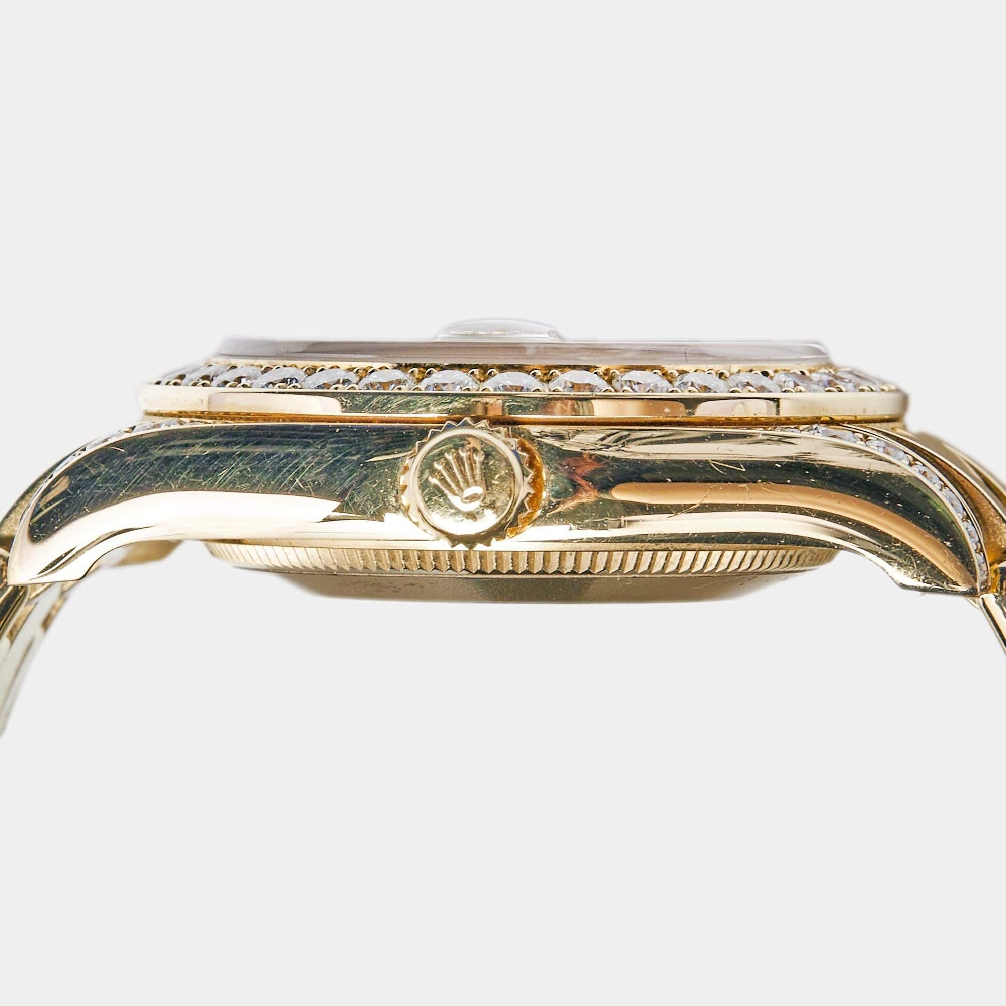 Rolex Diamond Pave 18K Yellow Gold Pearlmaster Datejust Women's Wristwatch 34 mm 1