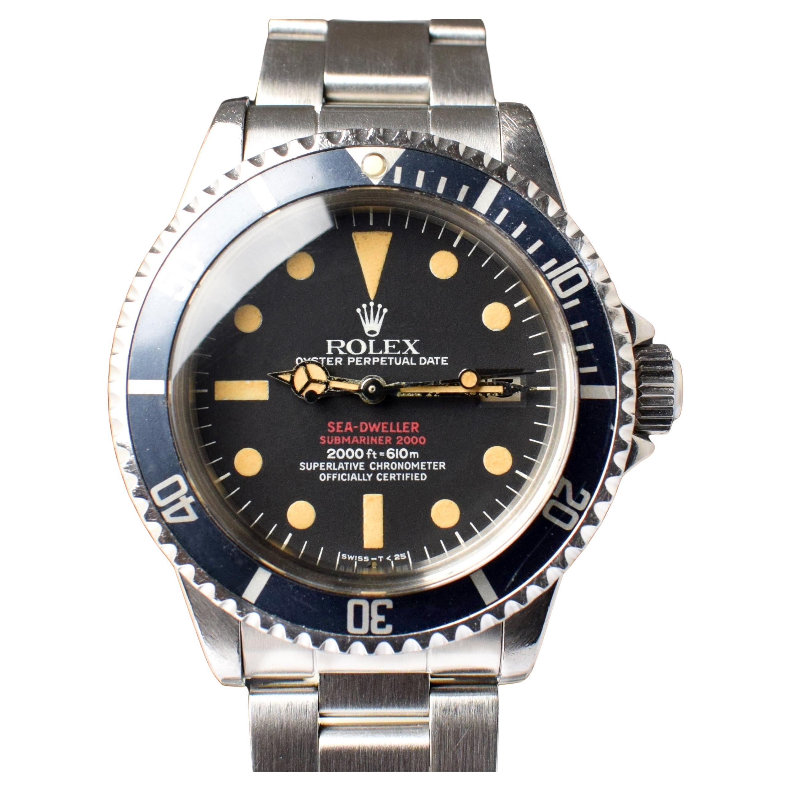 Rolex Double Red Sea-Dweller DRSD MK IV 1665 Steel Watch with Service Paper 1974