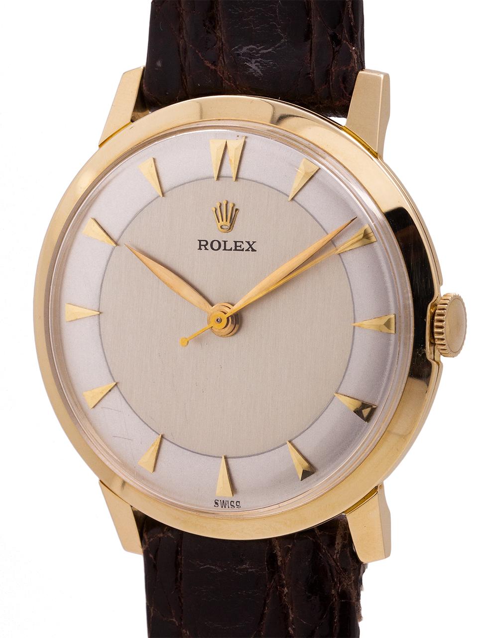 Rolex Dress Model 14 Karat Yellow Gold Manual Wind, circa 1960 In Excellent Condition In West Hollywood, CA