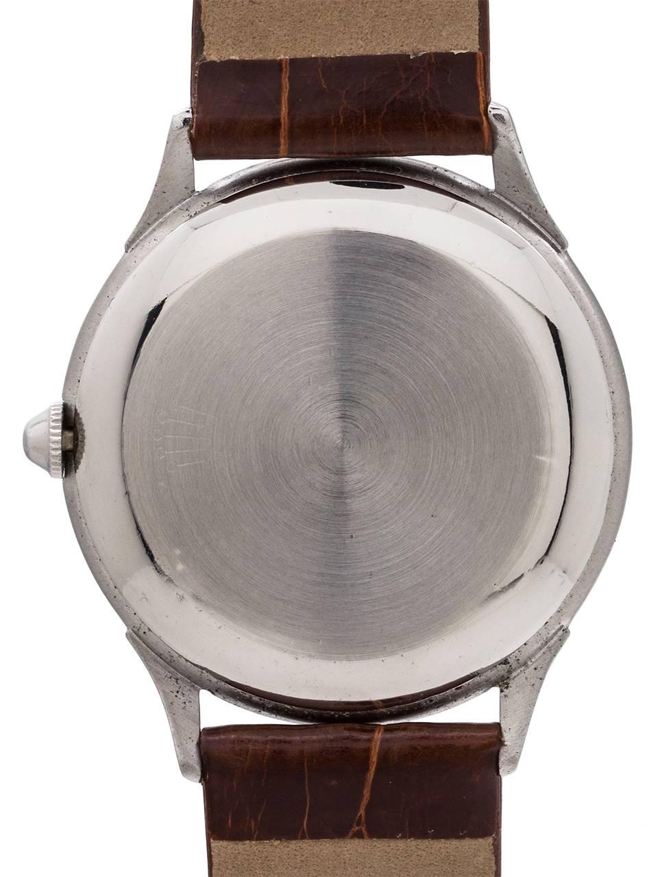 Rolex Stainless Steel Dress manual wind wristwatch, circa 1950s In Excellent Condition In West Hollywood, CA