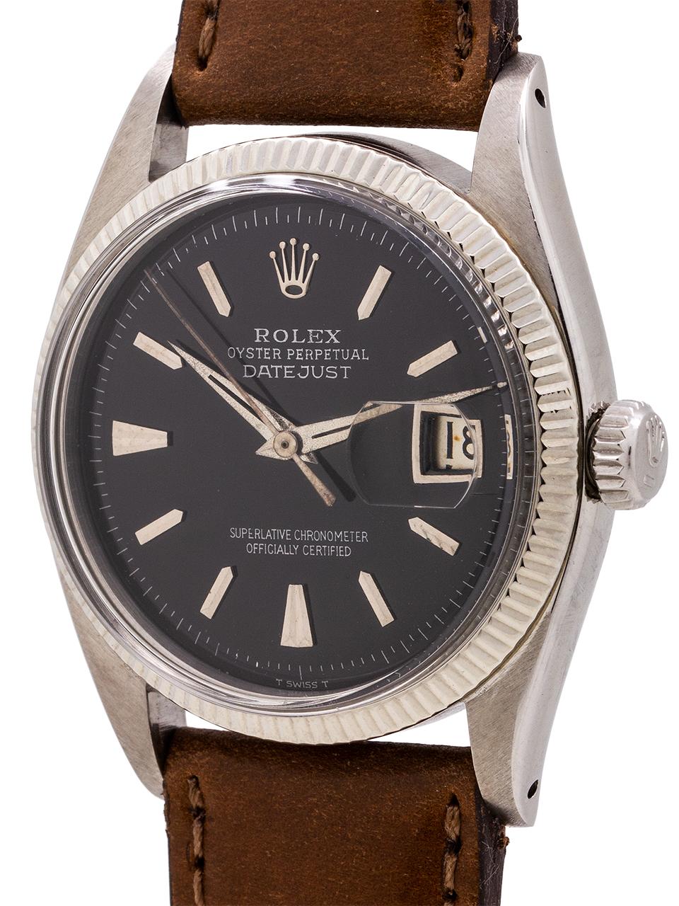 Rolex Early Datejust Ref 6605 Stainless Steel and 14 Karat White Gold In Excellent Condition In West Hollywood, CA